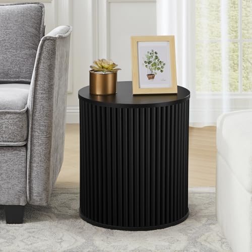 Small Round Side Table Fluted Night Stand Set of 2 (2 Count)