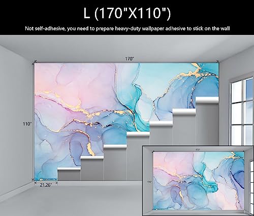Pink and Blue Marble Abstract Wallpaper Mural for Girl Bedroom (129.7 Sq Ft)