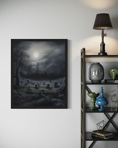 Gothic Graveyard Black Framed Poster Art Print