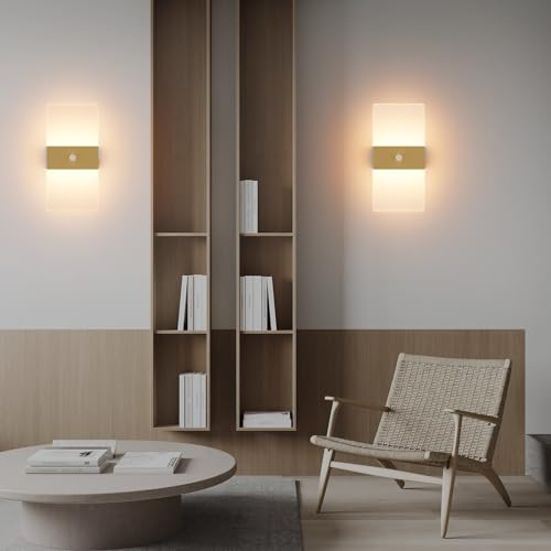 2 Pack Motion Sensor Gold Wall Lights (2 Count)