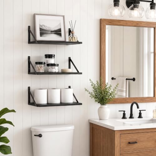 Black Floating Shelves 16 Inch Long
