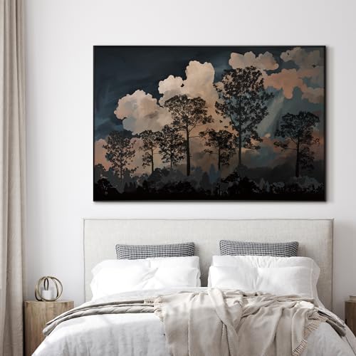 46"x72" Extra Large Framed Wall Art Silhouetted Trees at Dusk