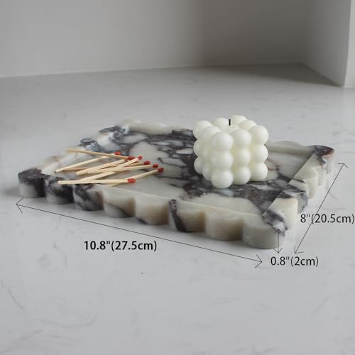 Natural Luxury Scalloped Marble Tray 10.8"x8"