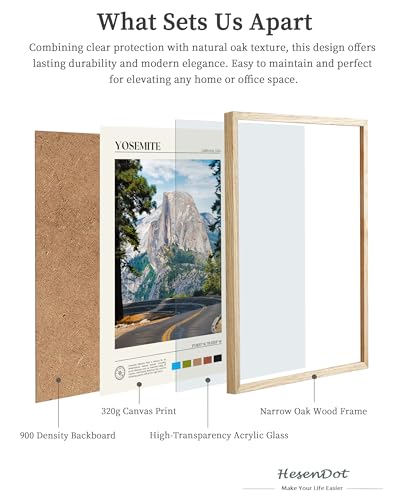 Natural OAK Wood Yosemite National Park Framed Wall Art