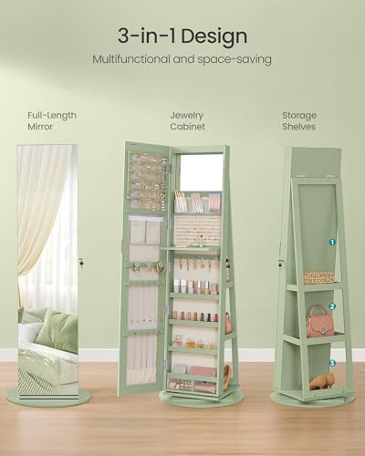 6 LEDs Mirror Jewelry Cabinet Organizer
