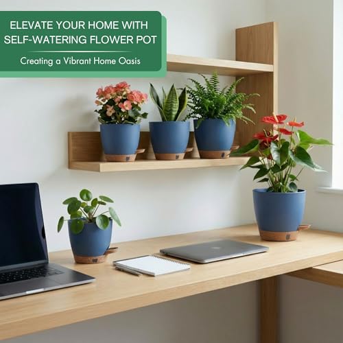 5 Pack Reservoir & Drainage Plastic Flower Pots (5 Count)
