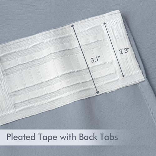 Light Blue Back Tab Blackout Curtains 52x120 Inch Long 2 Panels Set (2 Count)