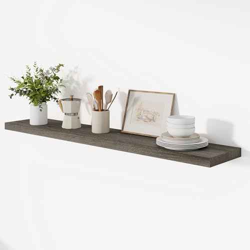 Elm Wood Floating Shelf 48x8” Set of 1