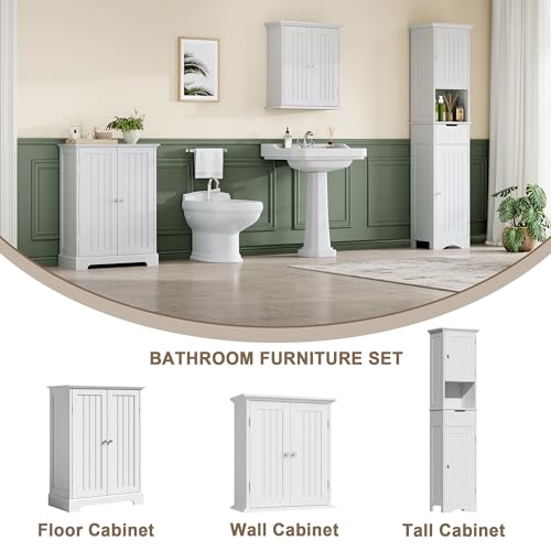 Bathroom Floor Cabinet with 2 Doors and Adjustable Shelves