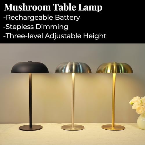 Cordless 11" Mushroom Table Lamp with Dimmable 3 Color