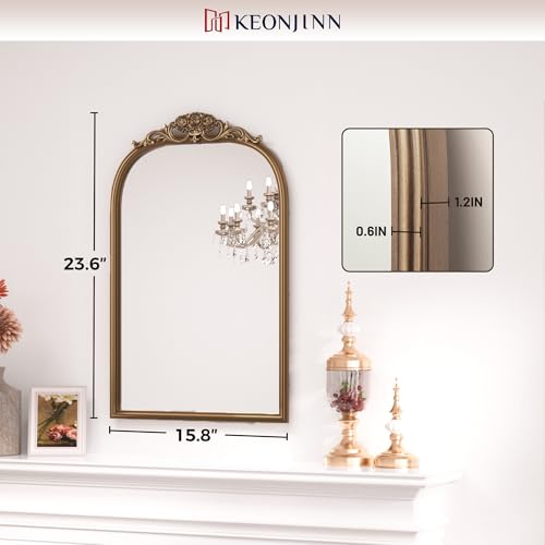 16x24 Gold Vintage Arched Mirror for Wall