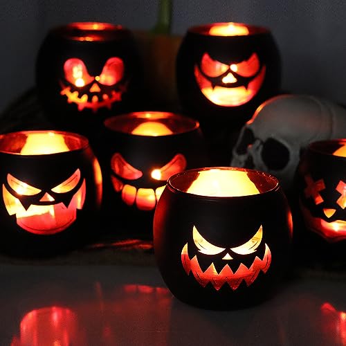 Black Halloween Table Centerpieces Candle Holders 6PCS (6 Count)