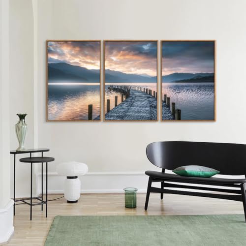 Sunset Lake Framed Canvas Wall Art Set
