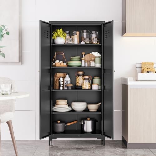 Metal Storage Cabinet with Doors and Shelves