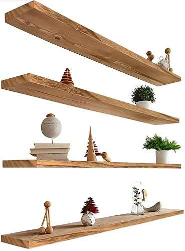 48 Inch Floating Shelves for Wall Rustic Light Wood Wall Shelves for Bedroom Set of 4 (4 Count)