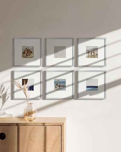 10x10 Silver Metal Picture Frames Matted to 5x5