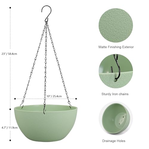 10 inch Hanging Planters Plant Pots for Indoor Outdoor Plants (2 Count)