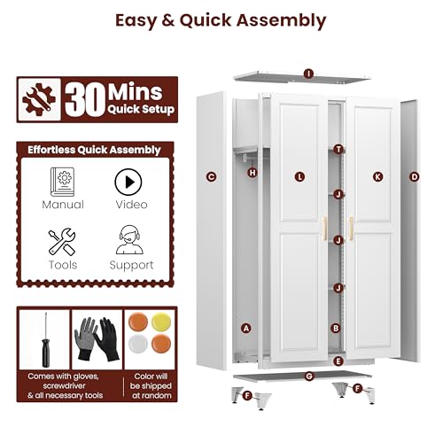71" Tall Wardrobe Closet with 2 Doors and Hanging Rod
