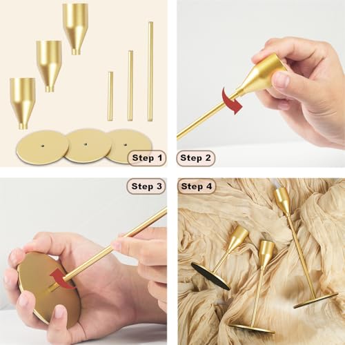 Matte Gold Candle Holders Bulk Painted Gold Metal Candlesticks Fit 0.8 Inch Taper Candles Decorative Metal Candelabra for Wedding Home Holiday Anniversary Party Dinning Table Decors (15 Count)