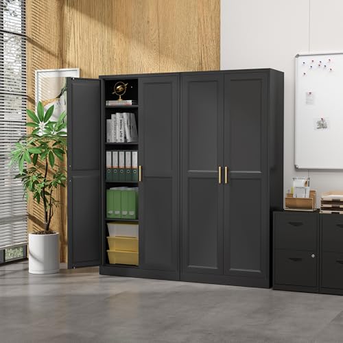 71"Metal Pantry Storage Cabinet with Doors & 4 Adjustable Shelves