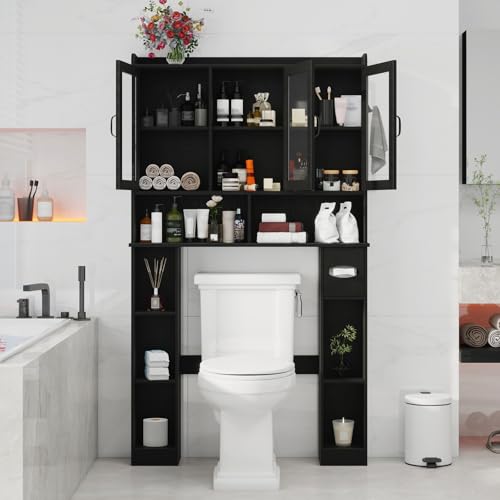 Over The Toilet Storage Cabinet with Glass Doors