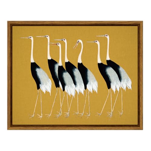Framed Wall Art Decor for Living Room Seven Cranes Art Wall Decorations Canvas Prints Vintage Painting Pictures Rustic Bathroom Decor Farmhouse Artwork for Bedroom Kitchen Office