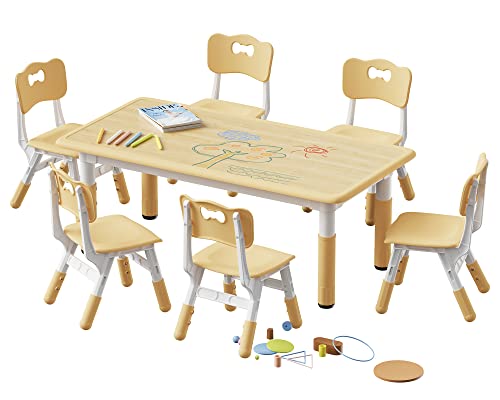 Height Adjustable Toddler Table and 6 Chairs Set