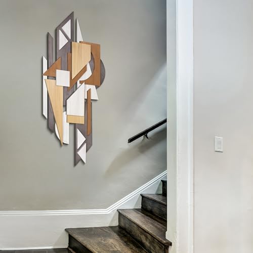 Moonlit Mist I" Handmade Dimensional Solid Paulownia Wood Abstracts Wall Art (11 Count)