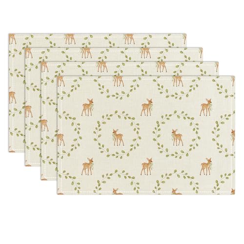 Fawn Themed Placemats Set of 4 (4 Count)