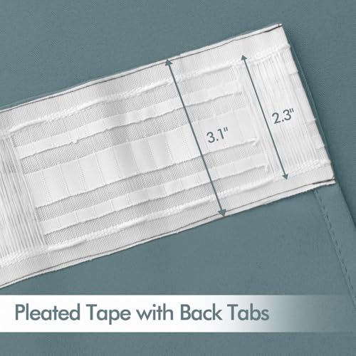 Greyish Blue Back Tab Blackout Curtains 52x108 Inch Long 2 Panel Set (2 Count)