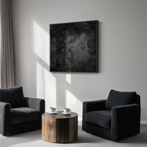 Framed Modern Black Abstract Square Wall Art Decor for Living Room
