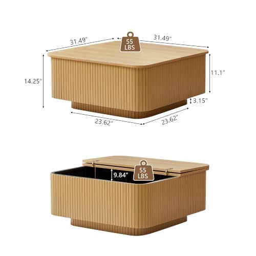 31.5" Square Coffee Table with Storage