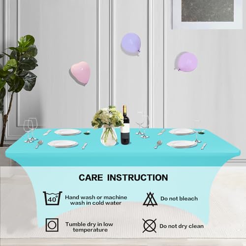 2 Pack 6FT Table Cloth for Rectangular Spandex Blue Mist Cover (2 Count)