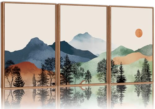 Boho Mountain Framed Canvas Wall Art Set of 3 (3 Count)