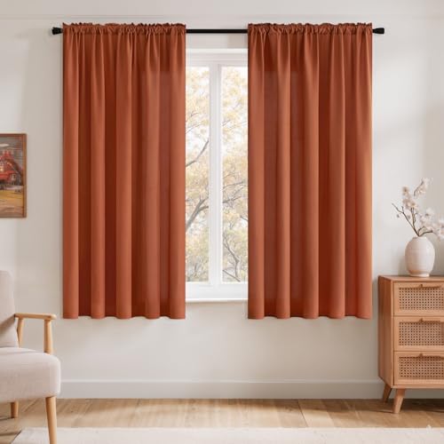 Terracotta Fall Privacy Sheer Curtains 2 Panels 42W x 63L (2 Count)