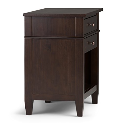 Carlton 24" Wide Solid Wood Bedside Table in Brunette Brown
