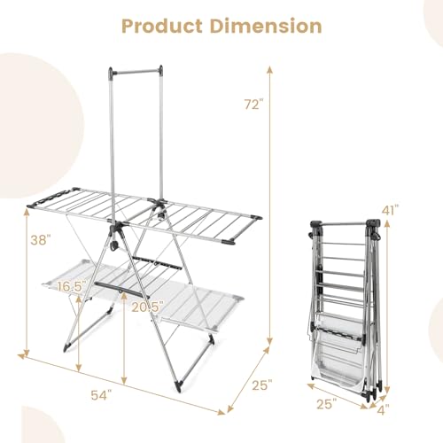 Foldable Clothes Drying Rack with 6