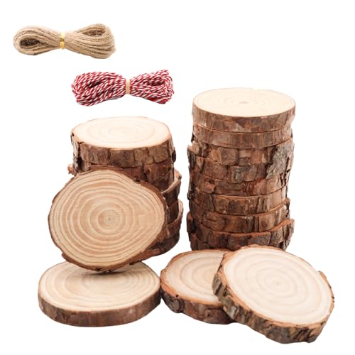 Natural Wood Slices for Wedding Decor (20 Count)