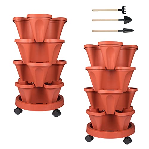 Stackable Planter with Removable Wheels and Garden Tools