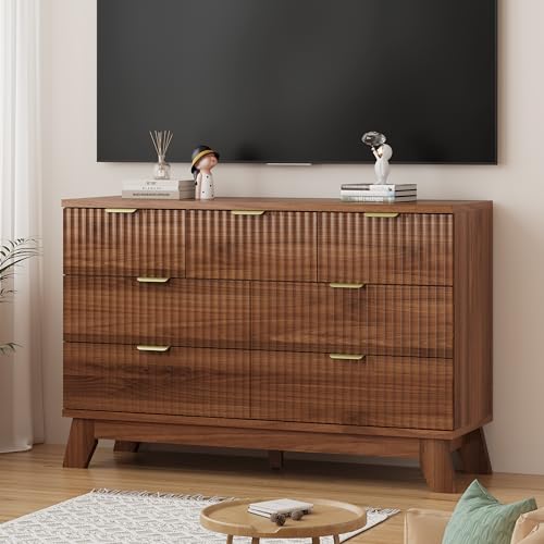 Fluted Dresser for Bedroom with 7 Drawers
