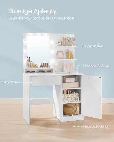 35.4 Inch Vanity Desk Set with Mirror and Lights