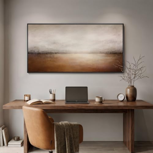 Large Framed Brown Abstract Landscape Wall Art for Living Room