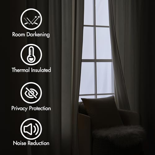 Ivory White Velvet Pinch Pleat Blackout Curtains W52 X L84 Inches