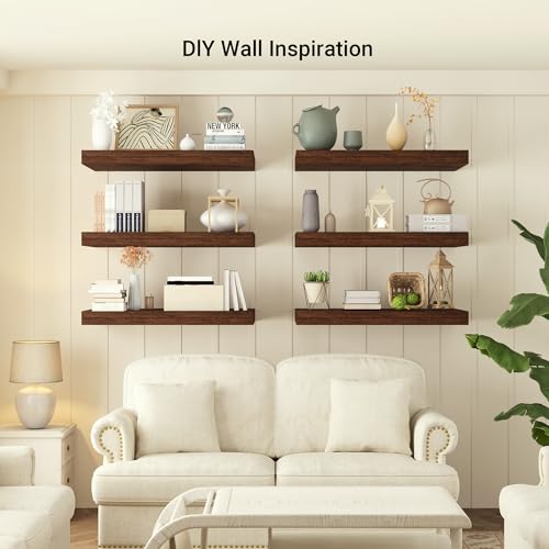 48 x 12 Deep Floating Shelves Wall Mounted Set of 1 Rustic Brown