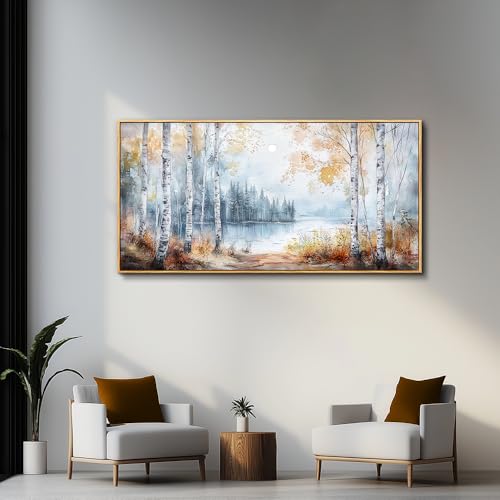 Large Wall Art For Living Room Canvas Wall Decor For Bedroom Office Decorations Trees Forest Landscape Painting Lake view Wall Pictures Home Decor Printing Artwork Wood Framed 30x60 In