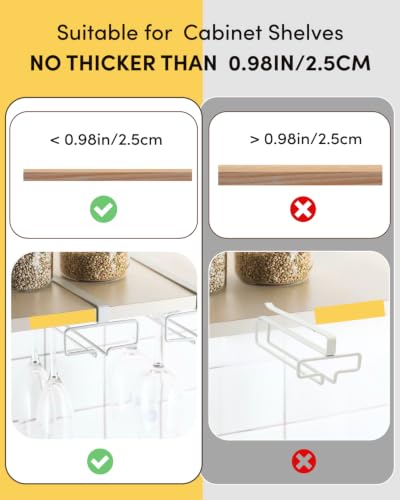 2 Pack Wine Glass Holder Stemware Rack Hanger Under Cabinet Wine Glass Rack Kitchen Hanging Storage Rack Organizer (2 Count)