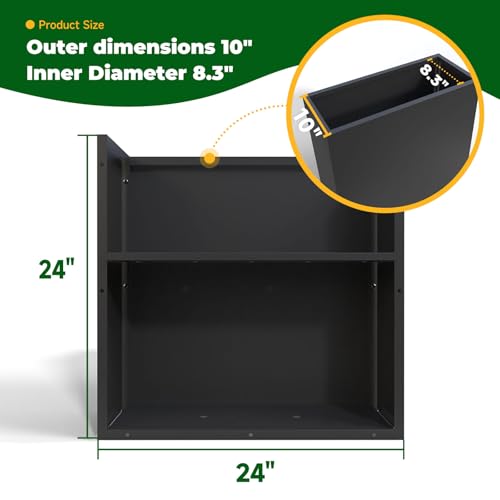 Metal Rectangular Planter Box 24" L x 10" W x 24"H Tall Metal Planter Box