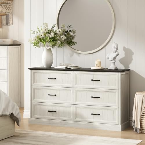Farmhouse 6 Drawer Dresser for Bedroom