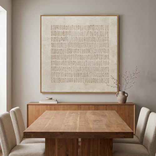 Extra Large Framed Neutral Beige Abstract Wall Art for Living Room