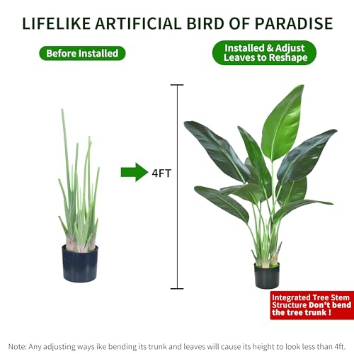 2Packs 4FT Artificial Bird of Paradise Plant (2 Count)